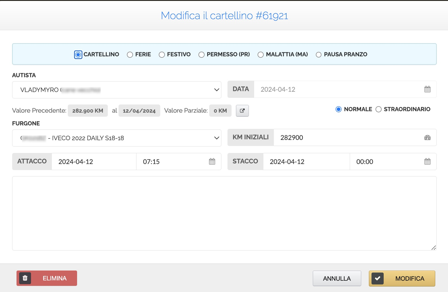 Timesheet / cartellino