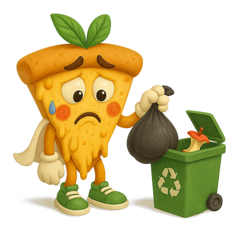 Pizzotto, throwing food away